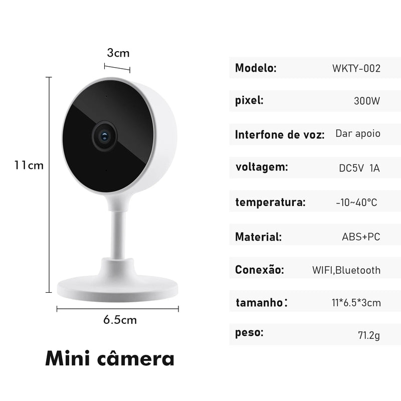 Tuya Câmera de vigilância doméstica, segurança WiFi Monitor de vigilância câmera eletrônica de visão noturna webcam