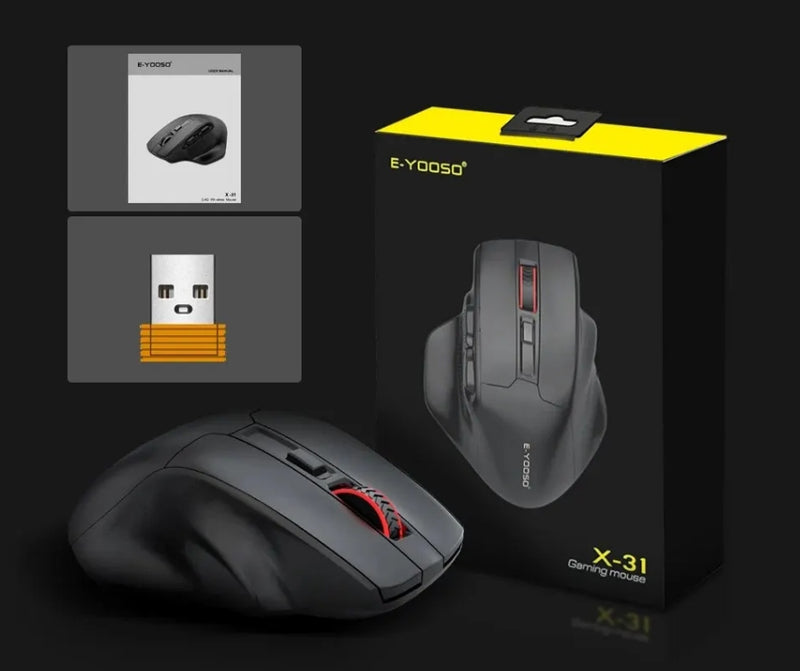 E-YOOSO Pro USB Gamer, Grande Mouse Suporte Bluetooth 2.4G Sem Fio 4800 DPI