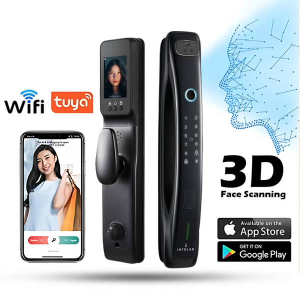 Tuya X3 Wifi 3D Face Smart Door Lock Monitor de câmera de segurança Senha de impressão digital inteligente Desbloqueio de chave eletrônica biométrica