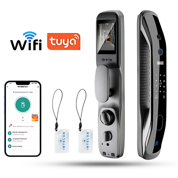 Tuya X2 Intelar Black  Biométrico Impressão Digital Fechadura Da Porta olho mágico Smart Lock Tuya App Desbloquear Keyless Lock