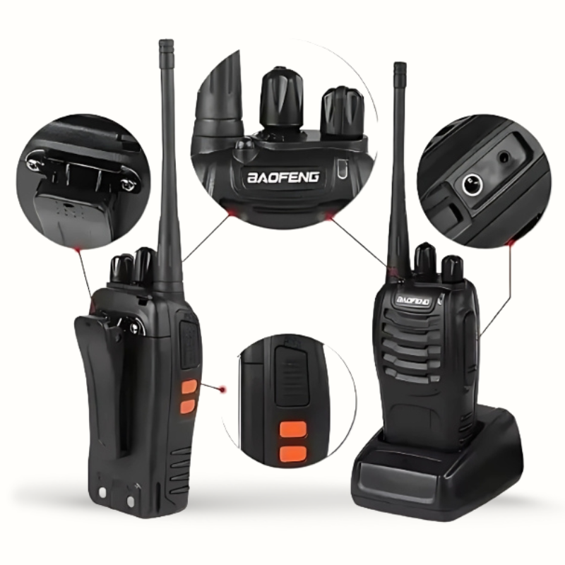 KIT 4 rádios Walkie Talkie BaoFeng comunicadores profissionais Bf-777s com fone de ouvido