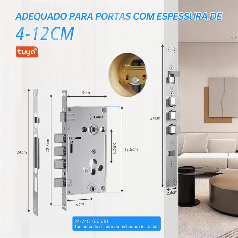 Tuya X2 Intelar Black  Biométrico Impressão Digital Fechadura Da Porta olho mágico Smart Lock Tuya App Desbloquear Keyless Lock