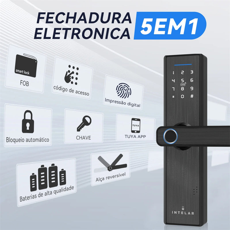 Tuya X1 Wifi Biométrico Fechadura de Impressão Digital Fechadura de Porta Inteligente TuyaApp Desbloqueio remoto Entrada sem chave Fechadura Digital Eletrônica X1