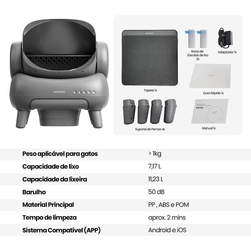 Neakasa M1 Caixa de Areia Automática Inteligente para Gatos, Grande Eliminador de Odores, Auto Limpeza Elétrica Inteligente