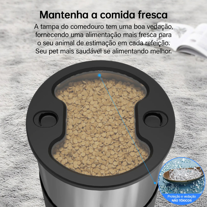 Alimentador para animais de estimação 5L com Microfone Alimentador automático para gatos Dispensador inteligente de comida para cães WiFi Timing Tigela de alimentação quantitativa de aço inoxidável