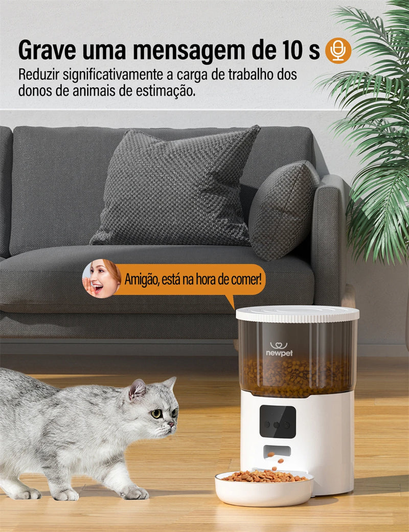 Alimentador automático para animais de estimação 4L para gatos WiFi Smart Swirl Slow Dog Feeder com gravador de voz Dispensador de comida para gatos de grande capacidade