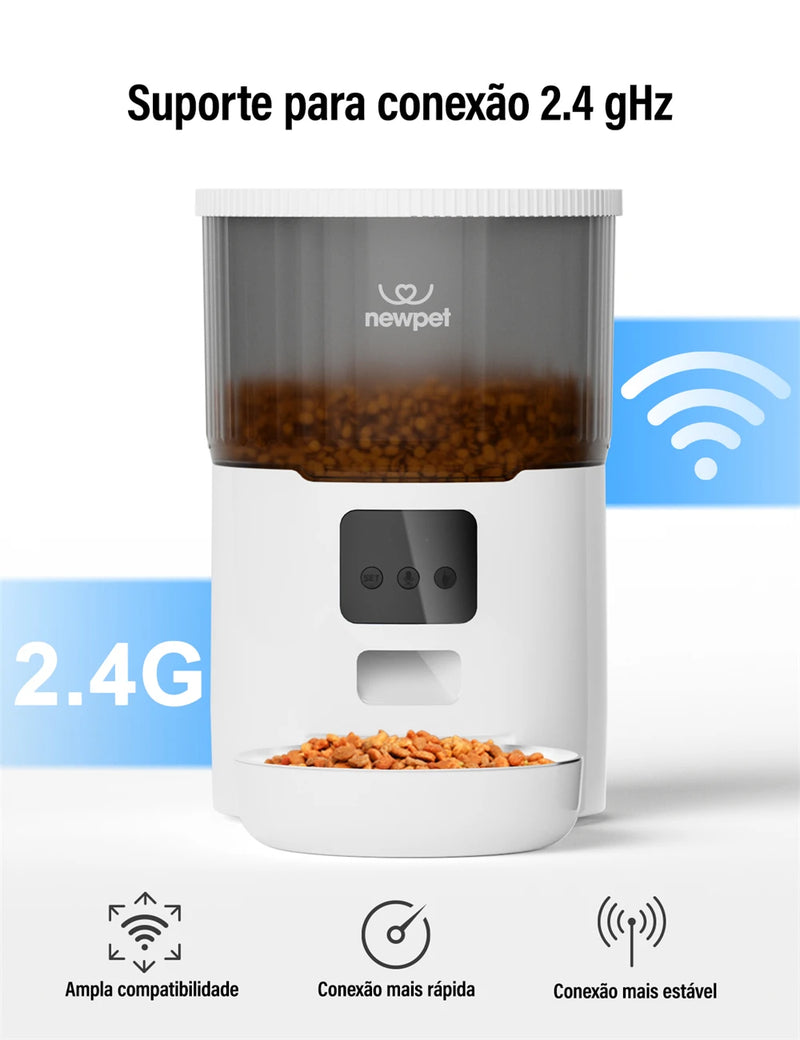 Alimentador automático para animais de estimação 4L para gatos WiFi Smart Swirl Slow Dog Feeder com gravador de voz Dispensador de comida para gatos de grande capacidade